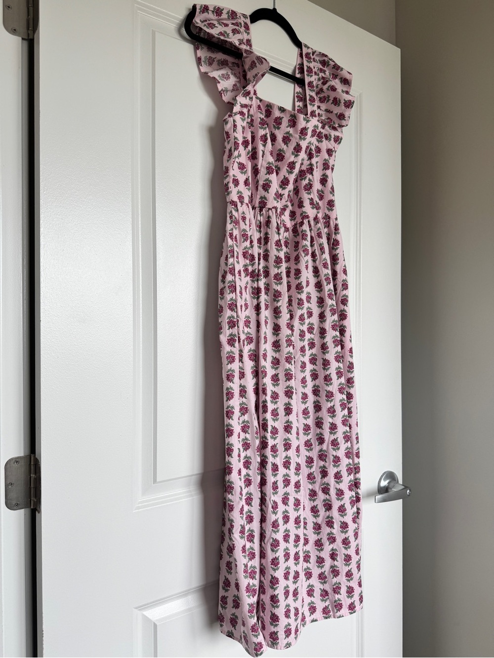 NWT J. CREW FACTORY Ruffle-Sleeve Midi Dress Paris Pink Multi w/ Pockets Size 14 - Picture 4 of 12